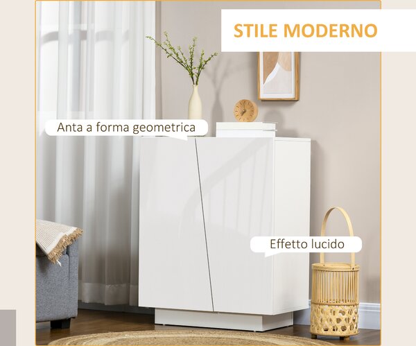 HOMCOM Mobiletto Multiuso in Truciolato Bianco a 3 Livelli con Ripiano Regolabile su 3 Livelli, 70x40x88 cm|Aosom