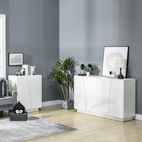 HOMCOM Mobiletto Multiuso in Truciolato Bianco a 3 Livelli con Ripiano Regolabile su 3 Livelli, 70x40x88 cm|Aosom