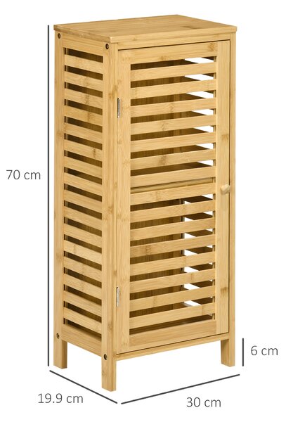 Kleankin Armadietto Bagno in Bambù con Ripiano Interno Regolabile, 30x19.9x70 cm, color Legno