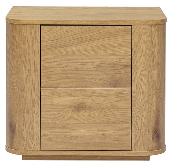 Comodino con vani portaoggetti 2 cassetti finitura legno chiaro rovere NEGAN