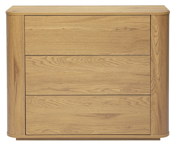 Comò per finitura in legno chiaro rovere 3 cassetti L100 cm NEGAN