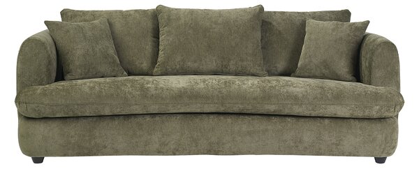Divano sfoderabile design a fagiolo 3-4 posti in tessuto effetto velluto testurizzato verde kaki SACHA