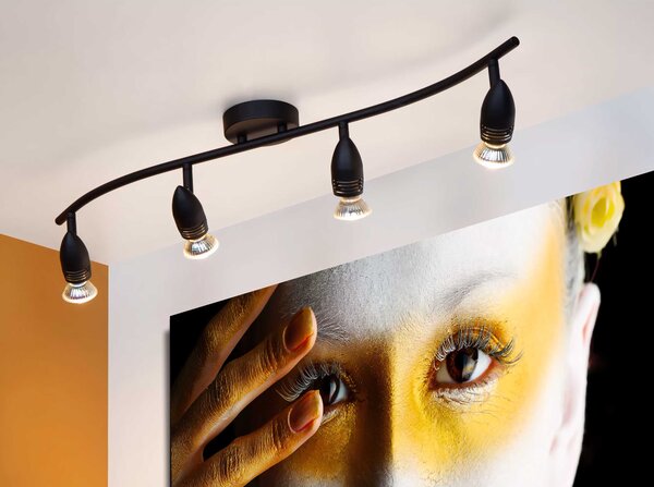 Lucide Faretto in metallo lineare con 4 diffusori orientabili dal design minimalista - Caro