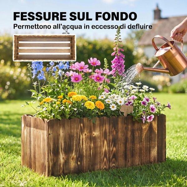 Outsunny Fioriera da Giardino Rettangolare per Interni ed Esterni, in Legno di Abete, 80x33x30 cm, color Legno|Aosom