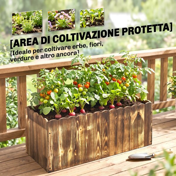 Outsunny Fioriera da Giardino Rettangolare per Interni ed Esterni, in Legno di Abete, 80x33x30 cm, color Legno|Aosom