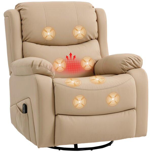 HOMCOM Poltrona Relax Reclinabile con 8 Punti Massaggianti, Riscaldanti e Poggiapiedi, 87x97X100 cm, Beige | Aosom Italy