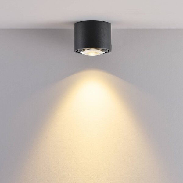 Molto Luce Plafoniera LED da esterni MAG MINI, nera, Ø 9 cm, CCT dimmerabile, IP44 dimmerabile, Nero, Bagno, Alluminio, Moderno, Plafoniera