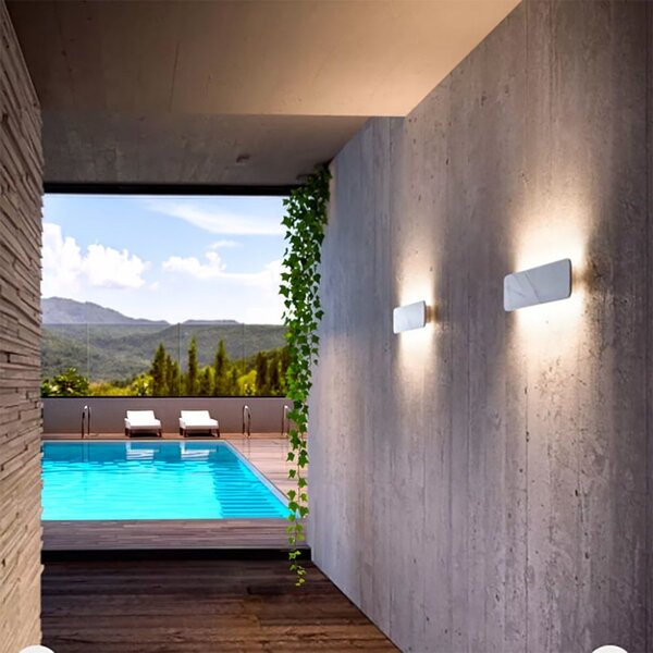 Applique led linea light gemini 9670 3000k 880lm ip40 bianco statuarietto - Linea Light Group
