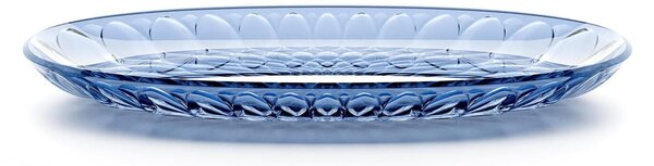 Vassoio Tondo OVALE PICCOLO , Decoro Vanity Pio&Tito Toso, Dimensioni 35x 21x h3,5 cm, in plastica biologica inscatola serigrafata Guzzini Blu Denim