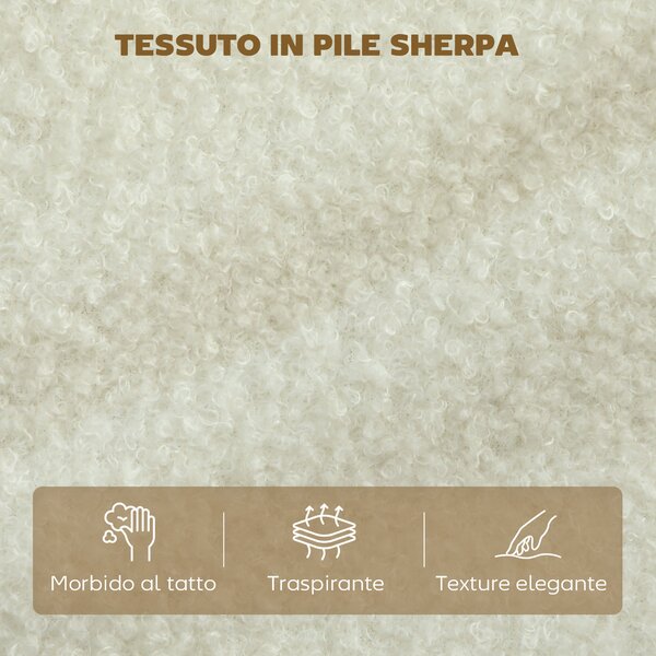 HOMCOM Divano 2 Posti Moderno con Cuscini Spessi e Rivestimento Sherpa, 137x69x82 cm, Crema | Aosom Italy