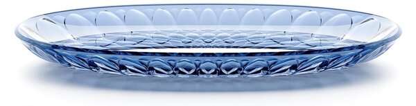 Vassoio Tondo OVALE, Decoro Vanity Pio&Tito Toso, Dimensioni 45x 26x h3,5 cm, in plastica biologica inscatola serigrafata Guzzini Blu denim