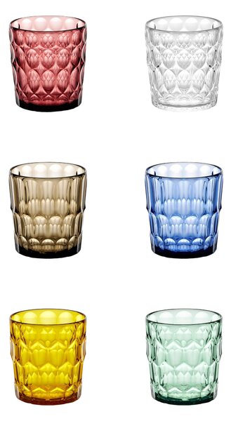 Bicchieri BASSI realizzato in Cristallo Acrilico Bio-based VANITY diametro � 8,5xh 9,2 cm - 360cc riciclabile al 100x100 confezione da 6 pezzi Multicolor