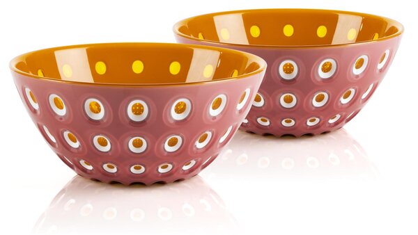 Set due Ciotole contenitore le murrine 12xh 5,6 cm - 300 cc Le Murrine Smeraldo/Bianco/Rosso