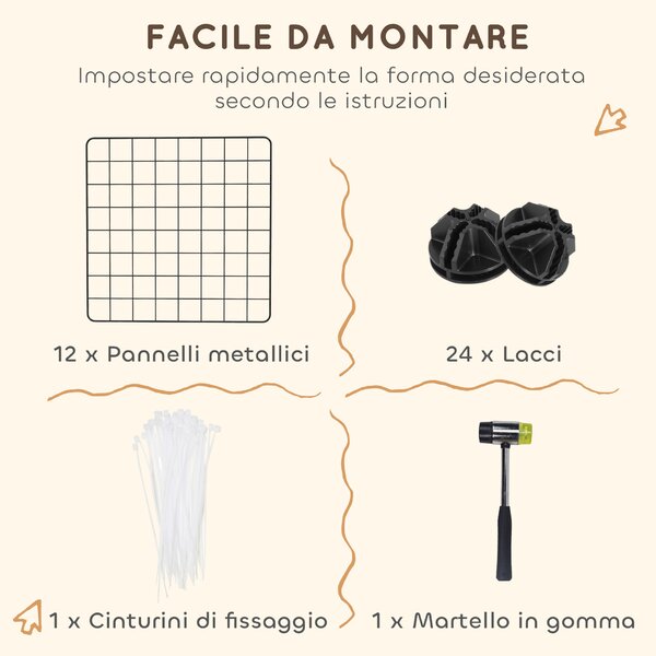 PawHut Recinto per Cuccioli e Piccoli Animali Modulabile in Metallo e PP, 12 Pannelli da 35x35 cm Nero|Aosom