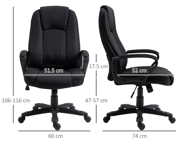 Vinsetto Poltrona da Ufficio Massaggiante ad Altezza Regolabile, 60x74x106-116cm, Nera|Aosom