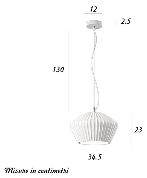 Lampadario plissettato gesso perenz minea 8420 b e27 led 34.5cm bianco opaco verniciabile - Perenz
