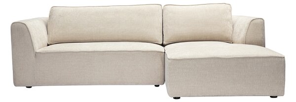 Divano ad angolo destro design in tessuto effetto velluto testurizzato beige 3 posti GRAMMY