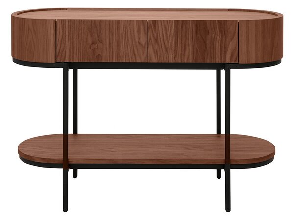 Console design con cassetti in legno scuro noce e metallo nero L110 cm SKYE
