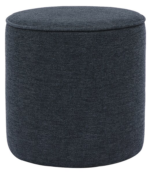 Pouf rotondo in tessuto effetto velluto testurizzato blu scuro D40 cm PAUL