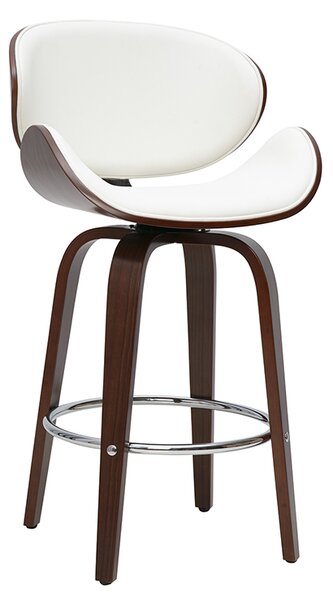 Sgabello da bar girevole bianco e legno scuro 65 cm WALNUT