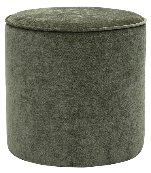 Pouf rotondo in tessuto effetto velluto verde kaki D40 cm PAUL