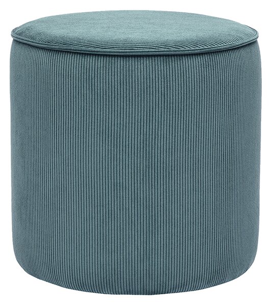 Pouf rotondo in tessuto velluto a coste blu pavone D40 cm PAUL