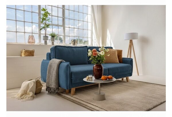 Divano letto in velluto a coste blu 218 cm Tori - Bonami Selection