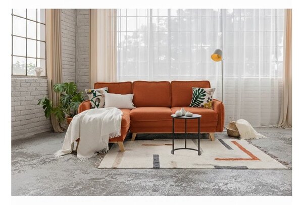 Divano letto ad angolo in velluto a coste arancione variabile Tori - Bonami Selection