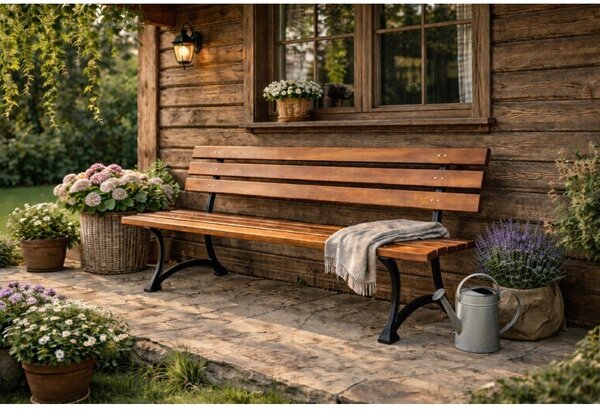 Panca da giardino di colore naturale in legno massiccio – Rojaplast