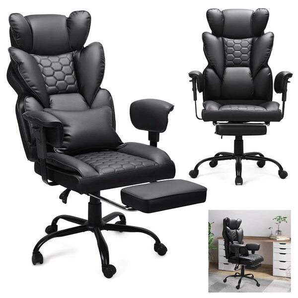 Ikodm: sedia da gaming, sedia da ufficio, poltrona direzionale, sedia da scrivania ergonomica con funzione massaggio, sedia girevole, sedia da gaming