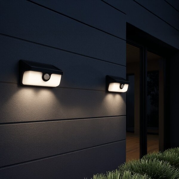 Lampada solare da parete a LED con sensore LINK LED/5W/3,7V 2000 mAh IP65 nera