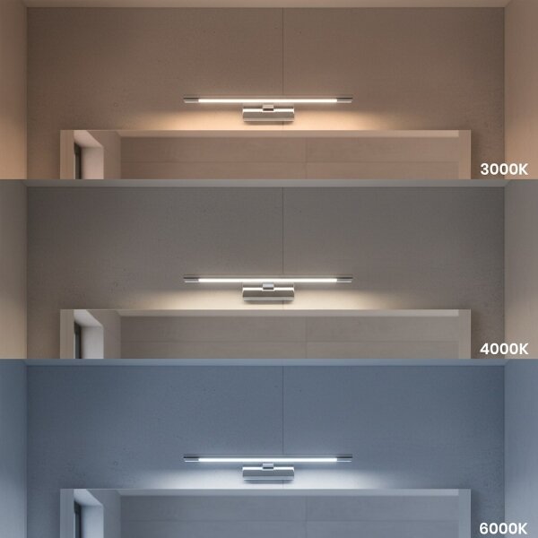 Illuminazione a specchio da bagno LED KLIMT, 8W, 230V, 3000/4000/6000K, 40 cm, IP44, cromo lucido