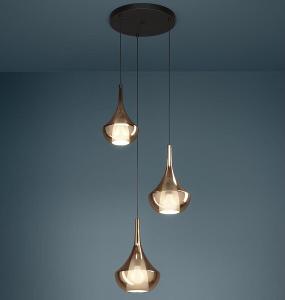 Eglo 390439 - Lampadario sospeso ALMOSTER su cavo 3xE27/28W/230V, finitura rame