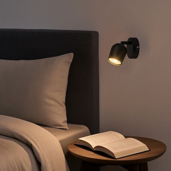 Rabalux 73101 - Faretto da parete orientabile LIANET 1xGU10/15W/230V nero