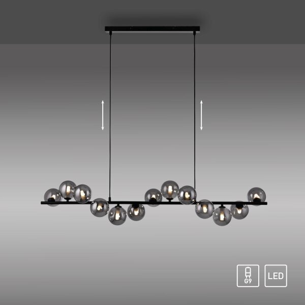 Schöner Wohnen 14504-18 - Lampadario LED sospeso su cavo DUBAI 13xG9/3W/230V nero/fumé