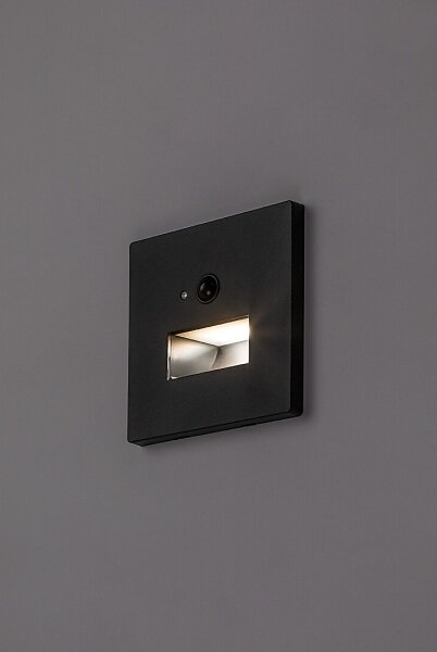 Rabalux 77197-LED Lampada per gradini con sensore di movimento e crepuscolare LUNCA 1W/230V 3000/4500/6500K Nero
