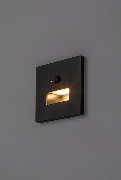 Rabalux 77197-LED Lampada per gradini con sensore di movimento e crepuscolare LUNCA 1W/230V 3000/4500/6500K Nero
