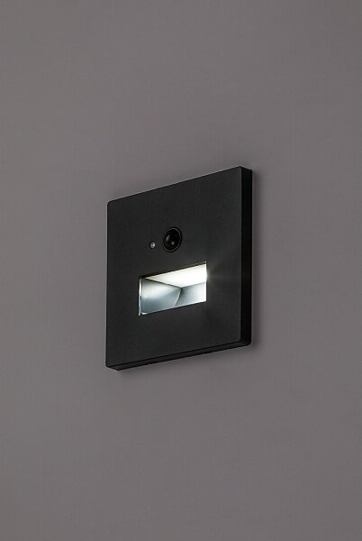 Rabalux 77197-LED Lampada per gradini con sensore di movimento e crepuscolare LUNCA 1W/230V 3000/4500/6500K Nero