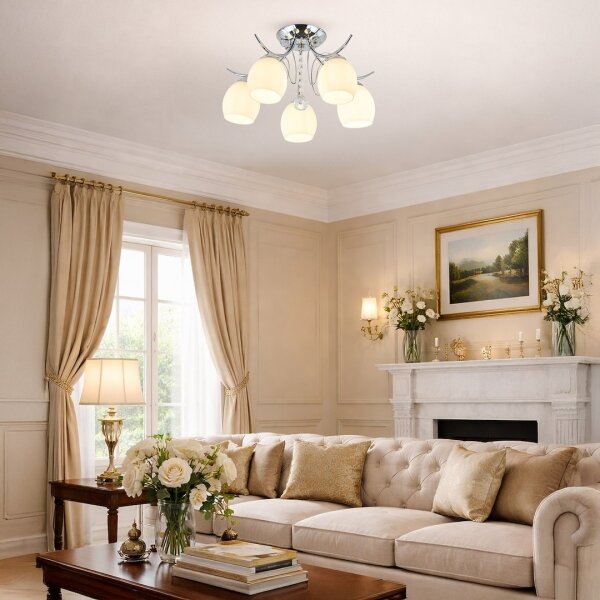 Lampadario a plafone ELLA 5xE27/15W/230V cromo lucido