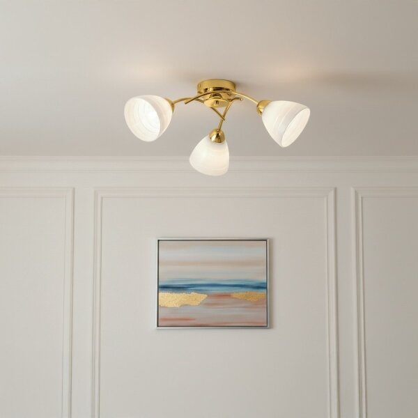 Plafoniera da soffitto CLARA 3xE27/15W/230V oro