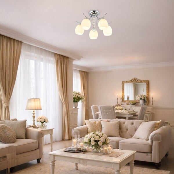 Lampadario a plafone ELLA 5xE27/15W/230V cromo lucido