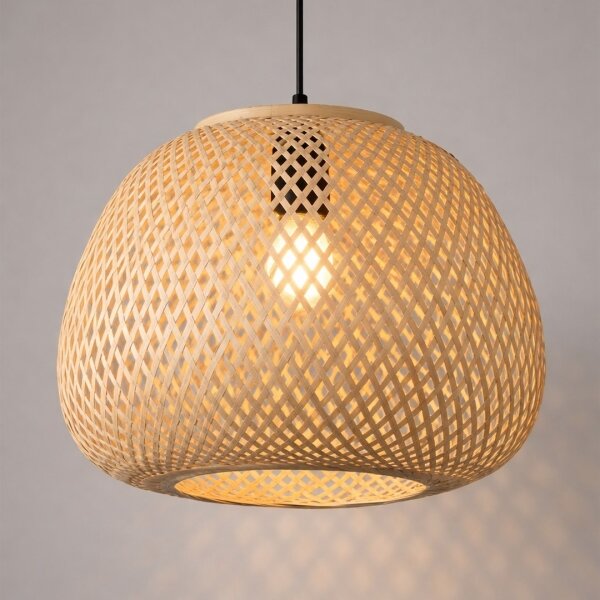 Lampadario a cavo PETRA 1xE27/15W/230V bambù