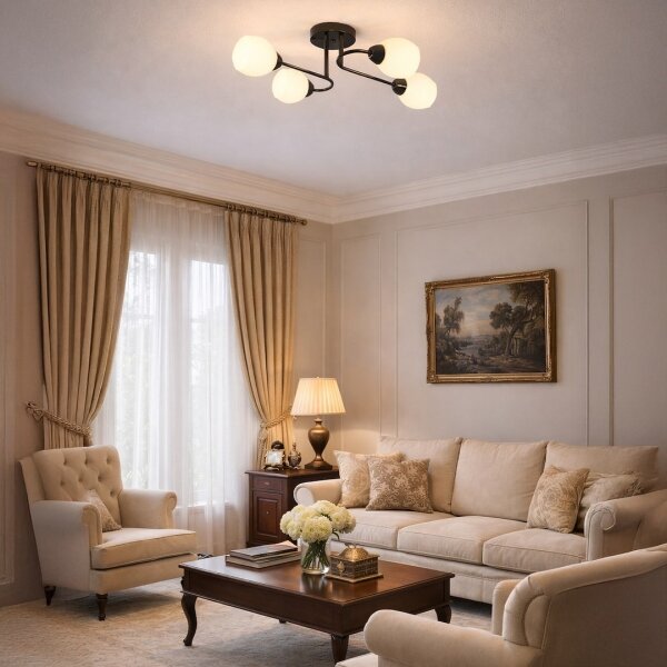 Lampadario a soffitto KING 4xE27/15W/230V nero
