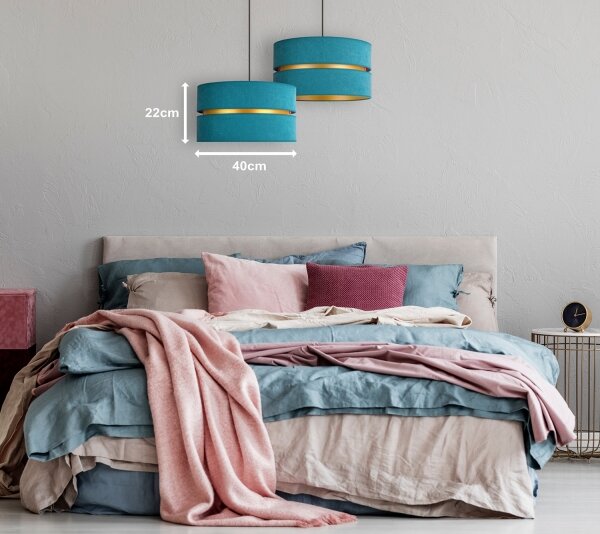 Duolla - Lampadario a sospensione con filo DUO 1xE27/15W/230V diametro 40 cm turchese/oro