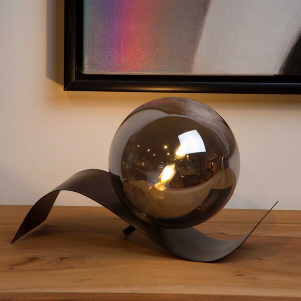 Lucide Lampada da comodino dal design moderno con base in metallo e diffusore in vetro - Yoni