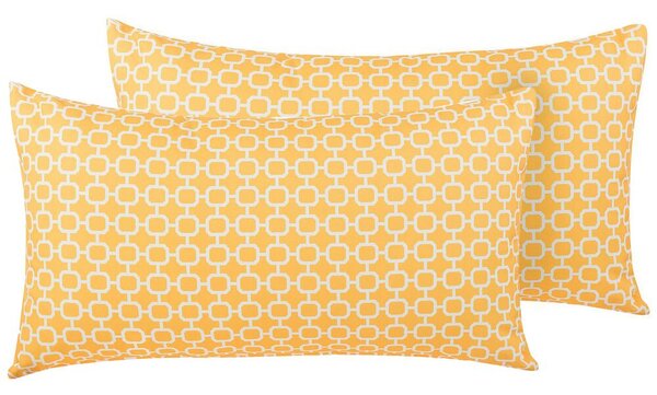 Cuscino da Giardino Motivo Geometrico Giallo Stile Moderno 40 x 70 cm  Beliani