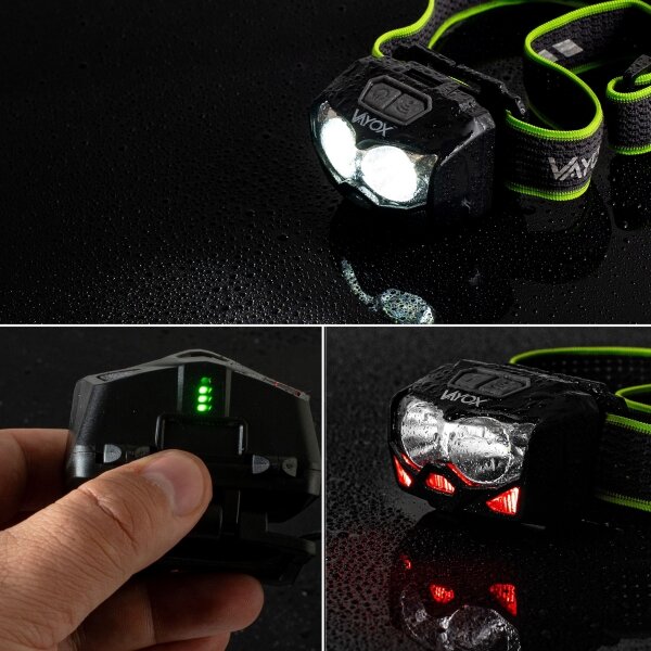 Lampada frontale LED ricaricabile con sensore 2xLED/5W/5V/3xAAA IP65 500 lucente 1200 mAh
