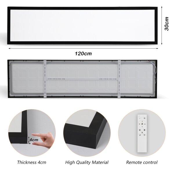 Brilagi-LED Plafoniera da bagno dimmerabile FRAME SMART LED/50W/230V IP44, nero con telecomando