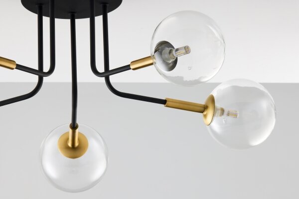 Jupiter 2040 - Lampadario a sospensione con supporto rigido BURANO 5xG9/10W/230V nero/oro/limpido