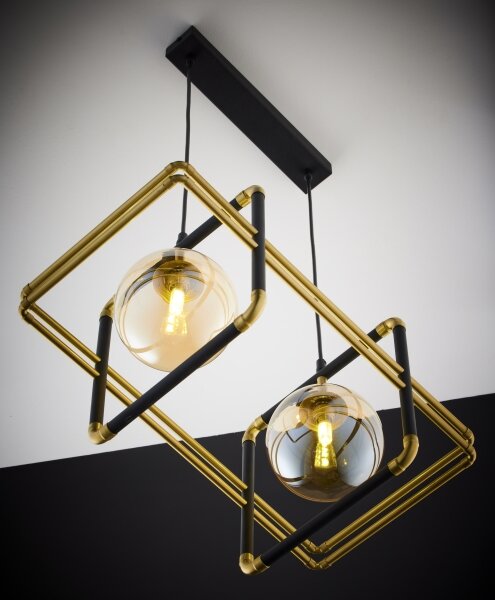 Jupiter 2026 - Lampadario a sospensione con filo FIORI 2xG9/10W/230V nero/oro/beige